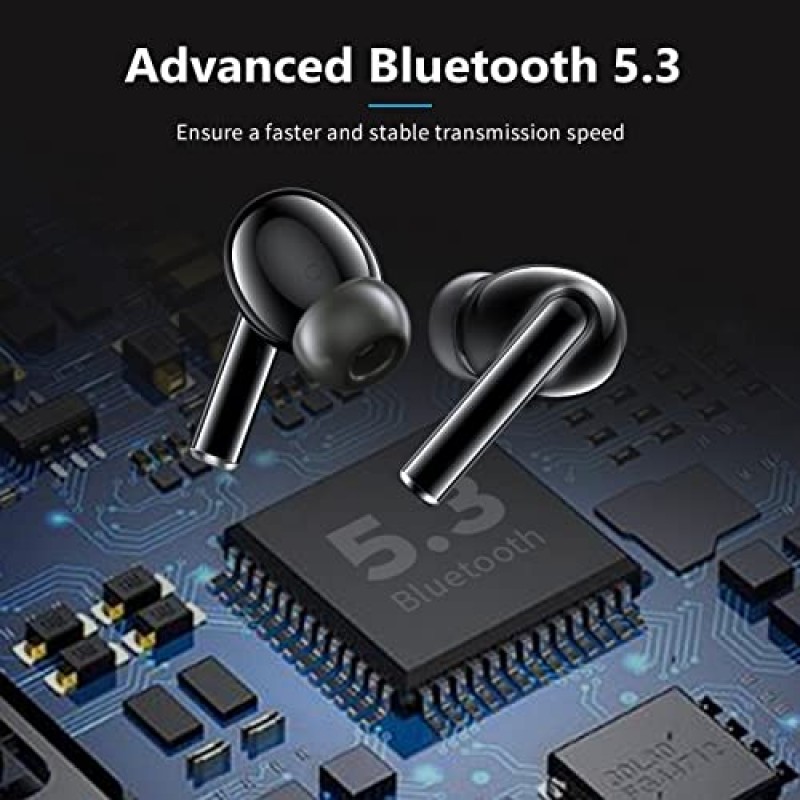 AWEI S1 Pro 진정한 무선 소음 차단 이어버드, 마이크 4개 통화가 가능한 Bluetooth 5.3 헤드폰, Hi-Fi 스테레오 사운드 깊은 베이스, 매우 긴 24시간 재생 시간, 운동 및 스포츠용 IPX7 방수 이어폰