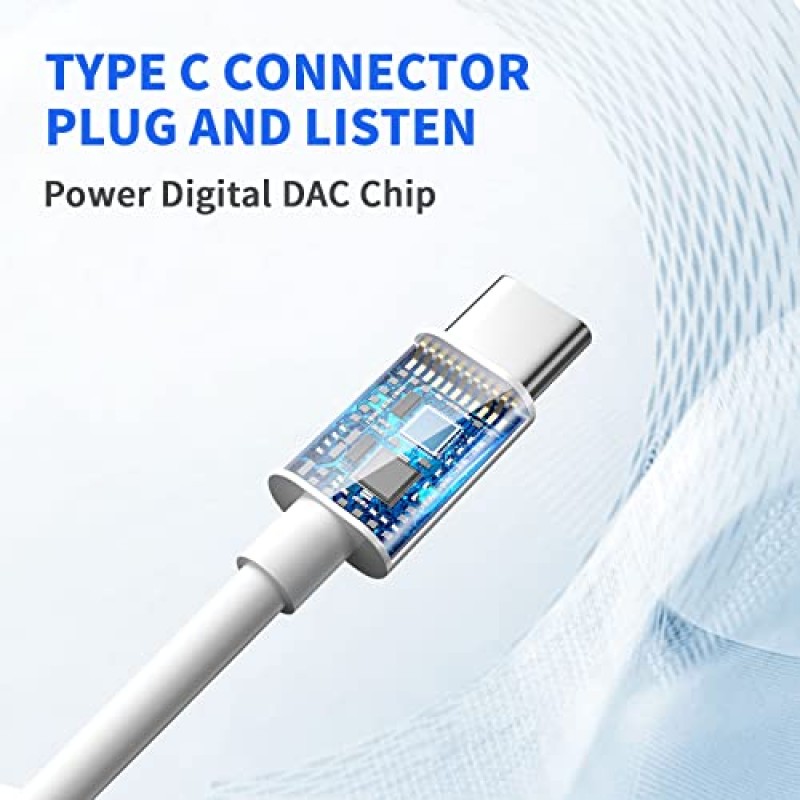 마이크가 있는 XNMOA USB C 이어버드, iPhone 15용 HiFi 스테레오 유형 C 헤드폰, Samsung Galaxy S23,S22, S21,iPad 및 유형 C 플러그 포트가 있는 대부분의 USB C 장치용 소음 제거 유형 C 이어폰, 흰색