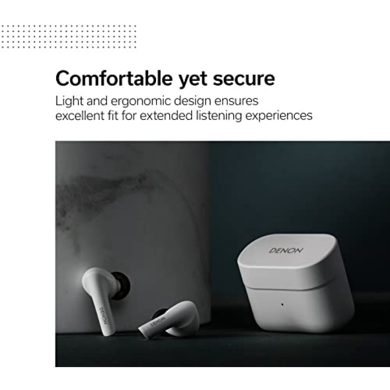 Denon AH-C630W 진정한 무선 이어폰, 마이크가 포함된 인이어 Bluetooth 이어버드, 18시간의 배터리 수명, IPX4 등급 방수, 실리콘 이어팁 및 충전 케이블(3개) 포함, 블랙