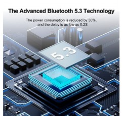 무선 이어버드 블루투스 5.3 헤드폰 48시간 스포츠 블루투스 이어버드 IP7 방수 오버이어 이어후크 포함 몰입형 베이스 이어폰 내장 마이크 LED 디스플레이 운동용 헤드셋 달리기 블랙