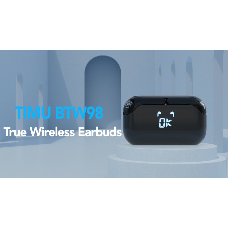 TIMU Bluetooth 헤드폰 5.3, Bluetooth 이어버드 60H 재생 시간(LED 전원 디스플레이 포함), CVC8.0 명확한 통화, 내장형 마이크 ​​4개, 딥 베이스, USB-C 고속 충전, IPX7 방수, 스포츠 작업용 이어버드.