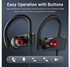 VRIFOZ Bluetooth 헤드폰, 운동 체육관용 Bluetooth 5.3 IPX7 방수 무선 스포츠 이어버드, 소음 제거 마이크가 포함된 16시간 재생 헤드폰, HiFi 베이스 스테레오 인이어 이어폰