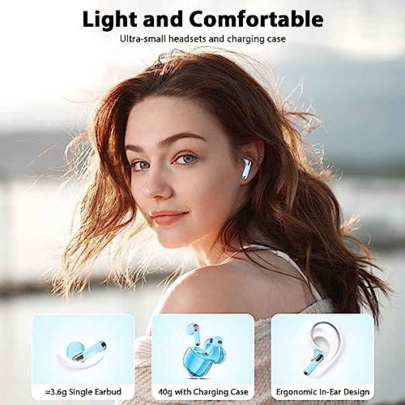 COOYA Bluetooth 5.3 헤드폰 iPhone 14 15 Pro Max 13 12 무선 이어 버드 듀얼 마이크 및 13mm 다이나믹 드라이버 삼성 S23 FE S22 A14 A54 Pixel 8 7a 6 OnePlus 용 HiFi 스테레오 이어폰 헤드셋 이어폰