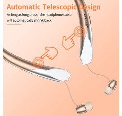 넥밴드 블루투스 헤드폰, 마이크 및 통화 진동 기능이 있는 블루투스 헤드폰 스포츠 땀 방지, 스포츠용 접이식 이어버드가 포함된 스테레오 소음 차단 무선 헤드폰(로즈)