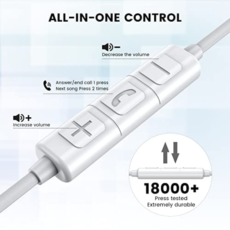 MOSWAG USB C 헤드폰 삼성 S23/Note 20/Pixel 7 MacBook Pro 및 USB C 인터페이스가 있는 기타 스마트폰용 마이크가 있는 유선 헤드폰