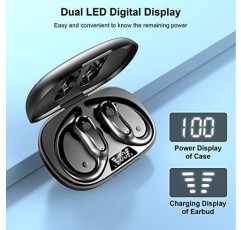 듀얼 LED 디지털 디스플레이가 탑재된 무선 이어버드 Rulefiss Bluetooth 5.3 헤드폰 42시간 재생 시간, IP7 슈퍼 방수 러닝 헤드폰(귀고리 포함) 스테레오 사운드 마이크가 포함된 무선 이어폰[2022 신제품]