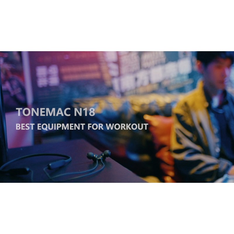 TONEMAC 넥밴드 Bluetooth 이어버드, 마이크가 포함된 N18 무선 Bluetooth 5.2 헤드폰, 초경량 편안함, IPX7 방수, 깊은 저음 강한 비트, 20시간 재생 시간, 자기 이어폰 -검은색