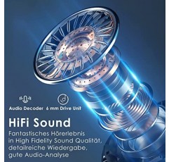 Bluetooth 이어버드 무선 이어 버드 HiFi 스테레오 오디오, 소음 감소, IPX7 방수 헤드폰, LED 충전 케이스, 스포츠/업무용 내장 마이크를 갖춘 터치 컨트롤 무선 이어폰