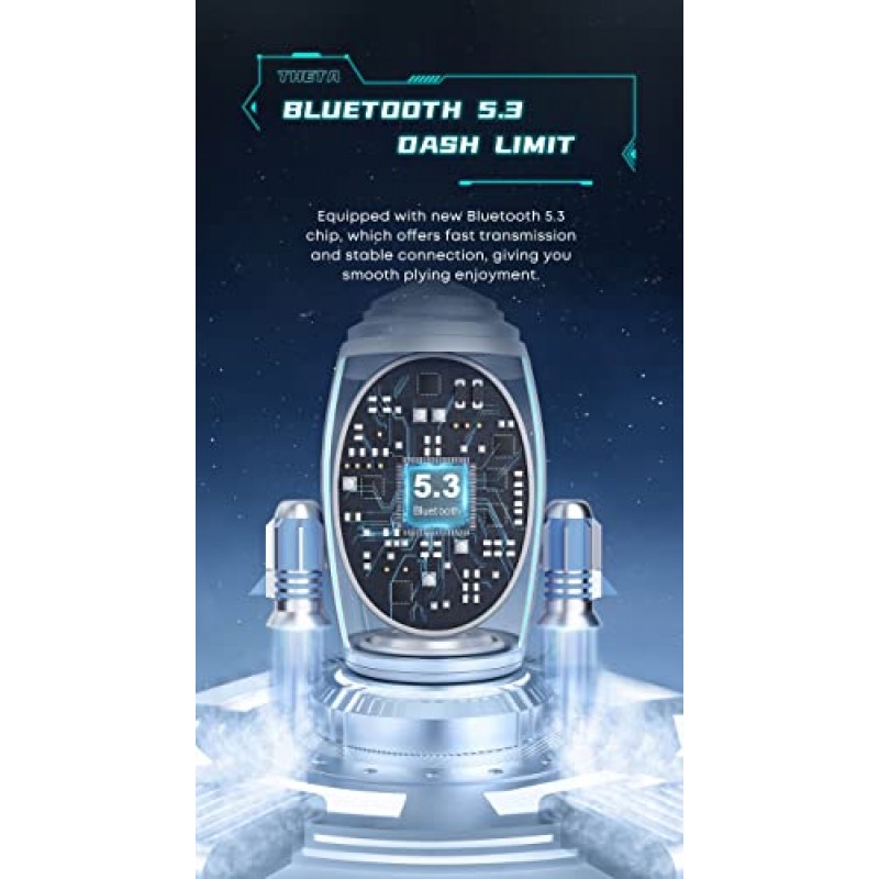 SLAJOY 무선 Bluetooth V5.3 헤드폰 iPhone 컴퓨터 게임 G용 무선 충전 케이스 및 방수 LED 전원 디스플레이 마이크가 포함된 배터리 수명 50시간