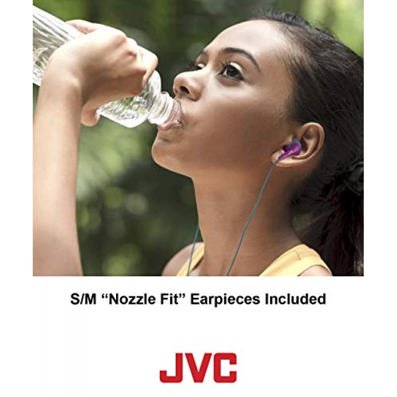 JVC 흰색 및 주황색 Nozzel Secure Comfort Fit 땀 방지 Gumy 스포츠 이어버드(긴 컬러 코드 HA-EN10W)