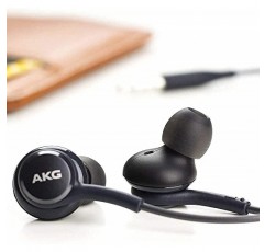 삼성 AKG 이어버드 갤럭시 A71, A31, 갤럭시 S10, S10e, 노트 10, 노트 10+, S10 Plus, S9용 리모컨 및 마이크가 포함된 오리지널 3.5mm 인이어 헤드폰 - 브레이드형, 벨벳 휴대용 파우치 포함 - 블랙