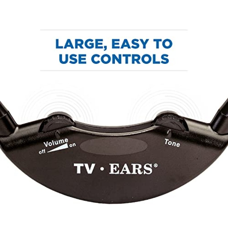 TV Ears 디지털 무선 헤드셋 시스템 - 개인용 볼륨 조절, 조용함부터 큰 소리까지, 모든 TV 지원, 노인 및 청각 장애인에게 적합, 적외선, 플러그 앤 플레이, 페어링/오디오 지연 없음, Dr Rec -11741, 검정색