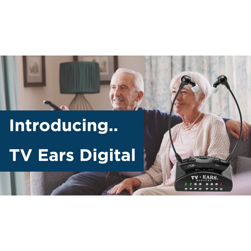 TV Ears 디지털 무선 헤드셋 시스템 - 개인용 볼륨 조절, 조용함부터 큰 소리까지, 모든 TV 지원, 노인 및 청각 장애인에게 적합, 적외선, 플러그 앤 플레이, 페어링/오디오 지연 없음, Dr Rec -11741, 검정색