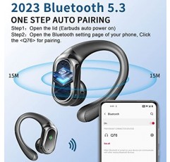 무선 이어버드 헤드폰 Bluetooth 5.3, 소음 제거 마이크가 포함된 이어 버드를 통한 50H 재생 시간, LED 디스플레이, 스테레오 베이스 귀고리 포함 Bluetooth 이어버드, 스포츠 운동용 IP7 방수 이어폰