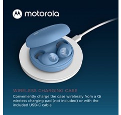 Motorola Motobuds 250 - 마이크 및 무선 충전 케이스가 포함된 진정한 무선 Bluetooth 이어버드 - IPX5 방수, 스마트 터치 컨트롤, 가볍고 편안한 핏, 딥 베이스 - 블루