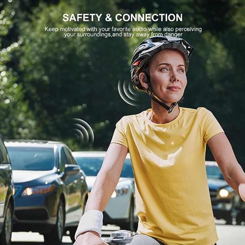 Qaekie 골전도 헤드폰 - HD 마이크가 장착된 Bluetooth 5.3 개방형 헤드폰, 12시간 재생 딥 베이스 스포츠 무선 헤드폰, 달리기, 사이클링, 하이킹, 운전용 땀 방지 뼈 헤드폰