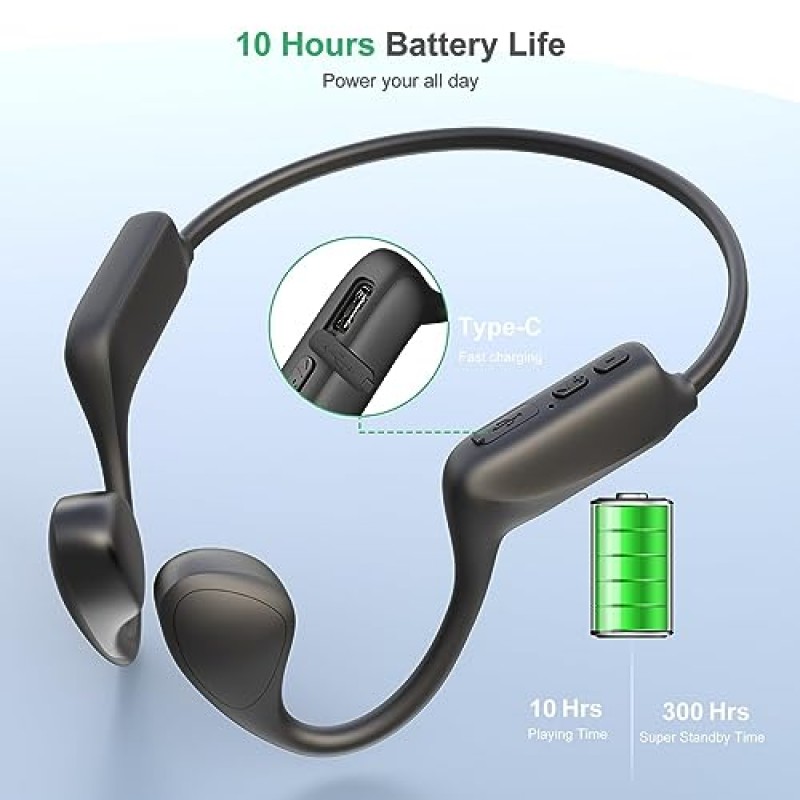 Qaekie 골전도 헤드폰 - HD 마이크가 장착된 Bluetooth 5.3 개방형 헤드폰, 12시간 재생 딥 베이스 스포츠 무선 헤드폰, 달리기, 사이클링, 하이킹, 운전용 땀 방지 뼈 헤드폰