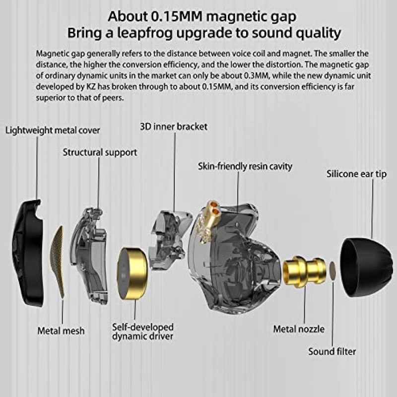 KZ DQS 유선 이어버드 다이나믹 드라이버 인 이어 모니터 헤드폰 세미 오픈 HiFi 베이스 이어폰 2핀 3.5mm 게임용 이어버드(마이크 포함)