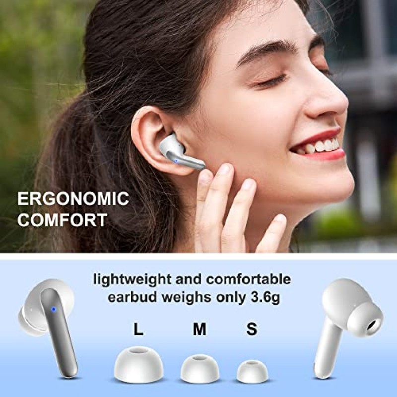 HYIEAR 무선 이어버드, 터치 컨트롤 Bluetooth 이어버드 V5.3, 40H 재생 시간, 소음 제거, 내장 마이크, IPX5 방수 무선 헤드폰