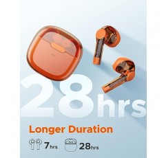 Truefree T3 무선 이어버드 반개방형 Bluetooth 5.3 헤드폰, AI 스마트 소음 제거 기능, 통화 시간 28시간, 13mm 드라이버 강화 음악, 40ms 게임 모드, 투명한 디자인