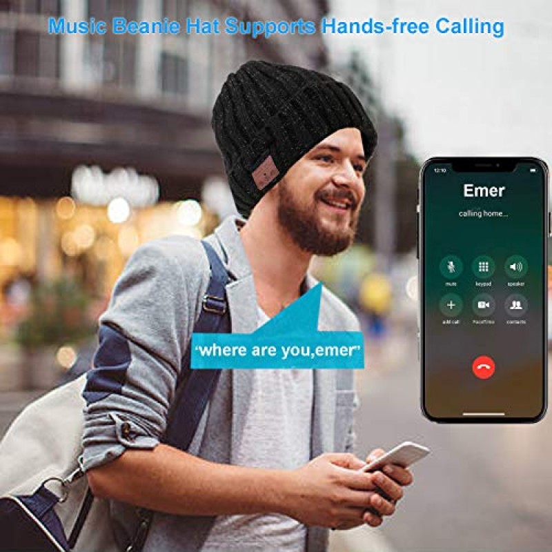 TEASTAR 무선 비니 모자 남성 여성 선물 니트 헤드폰 헤드셋 십대 소년 소녀 남편을위한 크리스마스 음악 모자 선물