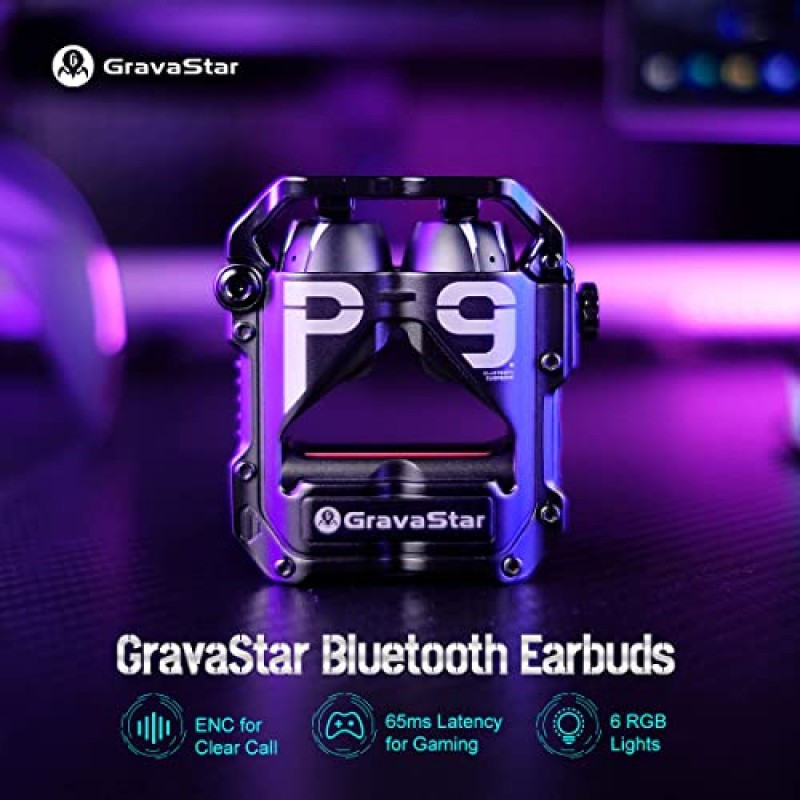 Gravastar 무선 Sirius Pro Bluetooth 이어버드, IPX4 방수 이어폰형 헤드폰으로 3D 스테레오 선명한 통화 소음 차단, iPhone Android와 호환되는 경량, 운동(매트 블랙)