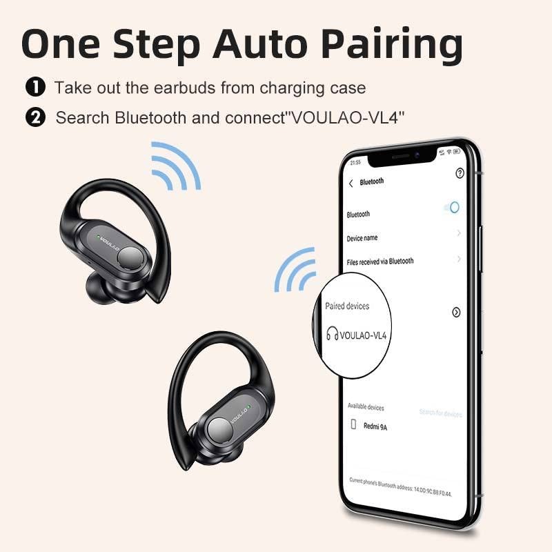 VL4 진정한 무선 헤드셋 Bluetooth 5.3 스포츠 슈퍼베이스 헤드폰 CVC 8.0 소음 감소 귀고리 이어폰 이어 버드 헤드셋