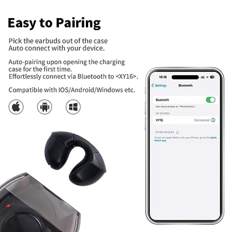 다기능 무선 이어버드, 무선 스포츠 이어버드, 편안하고 안정적인, 인이어 착용 및 클립온 착용, 핑거 스피너가 포함된 충전 케이스, IP67 방수, 땀 방지