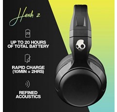 Skullcandy Hesh 2 오버이어 무선 헤드폰, 15시간 배터리, 마이크, iPhone Android 및 Bluetooth 장치와 작동 - 블랙