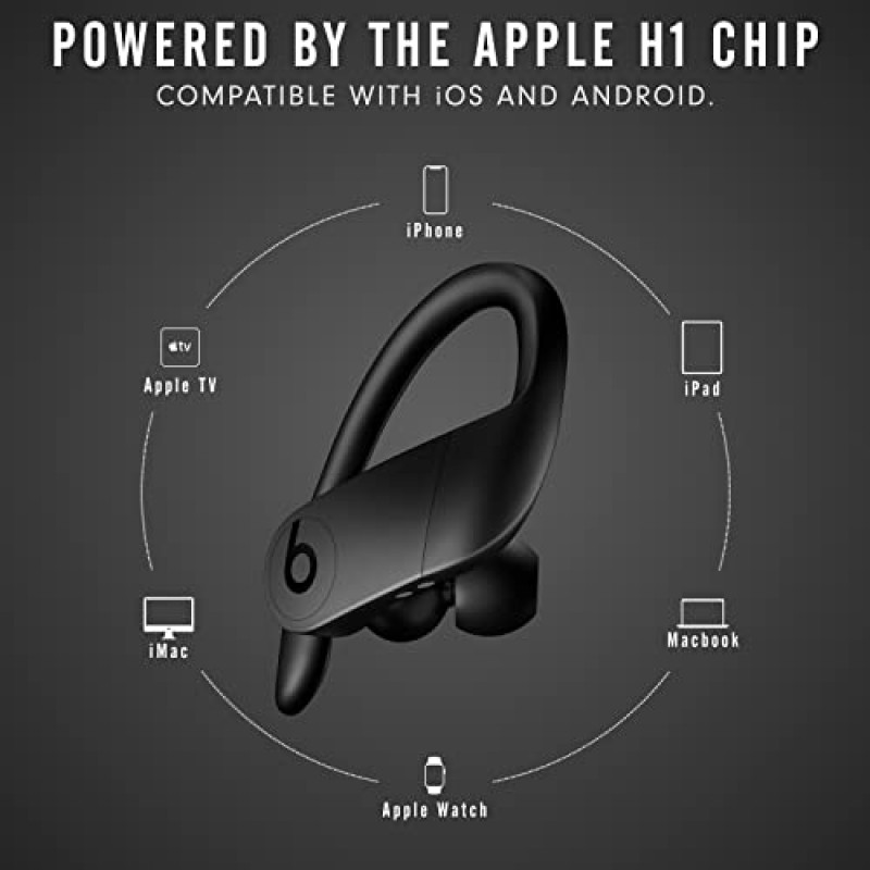 Beats Powerbeats Pro 무선 이어버드 - Apple H1 헤드폰 칩, 클래스 1 Bluetooth 헤드폰, 9시간 청취 시간, 땀 방지, 내장 마이크 - 블랙