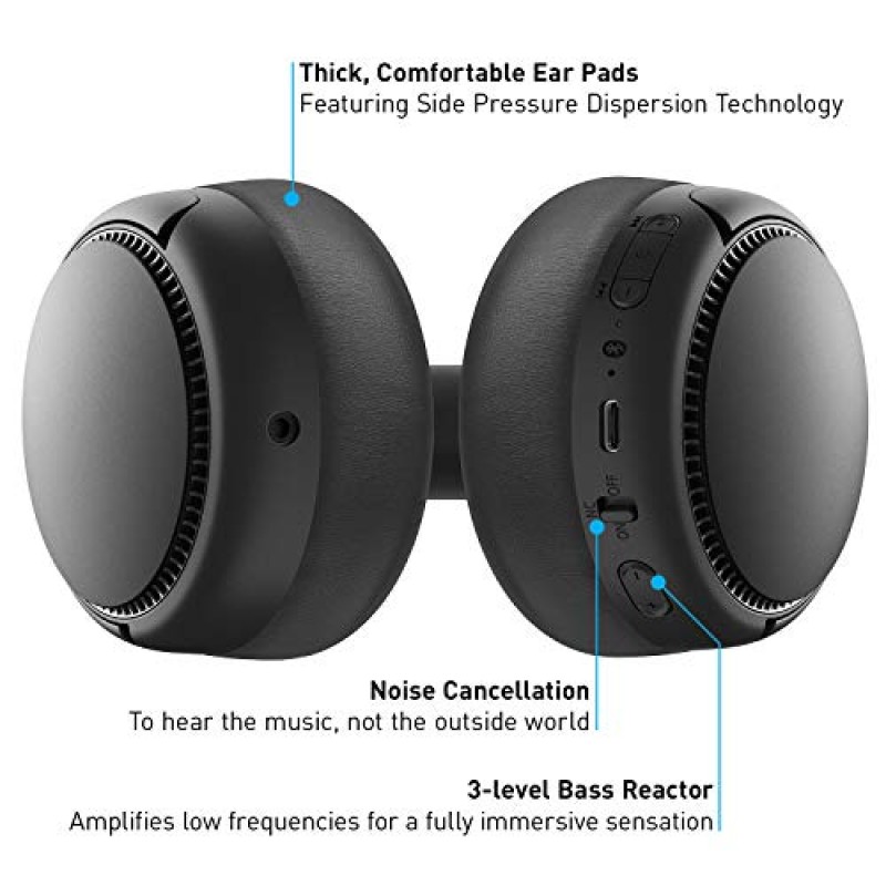 Panasonic RB-M700B XBS DEEP, 베이스 리액터 및 소음 제거 기능을 갖춘 딥 베이스 무선 Bluetooth 몰입형 헤드폰(블랙)