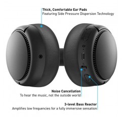 Panasonic RB-M700B XBS DEEP, 베이스 리액터 및 소음 제거 기능을 갖춘 딥 베이스 무선 Bluetooth 몰입형 헤드폰(블랙)