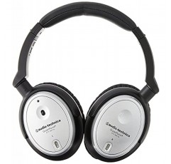 Audio-Technica ATH-ANC7b-SViS 인라인 마이크 및 제어 기능을 갖춘 QuietPoint 소음 제거 헤드폰, 블랙