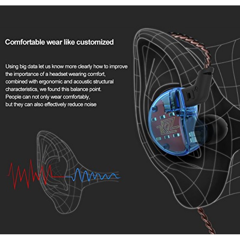 IEM 이어버드, KZ ZS10 HiFi 인이어 헤드폰 인이어 모니터 이어폰, 마이크 없는 5개의 드라이버 포함(파란색)