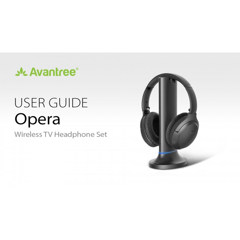 Avantree Opera - Bluetooth 송신기 및 충전 도크, 명확한 대화 모드, 패스스루, 노인을 위한 향상된 볼륨, 164FT 장거리를 갖춘 TV 시청용 35시간 편안한 무선 헤드폰