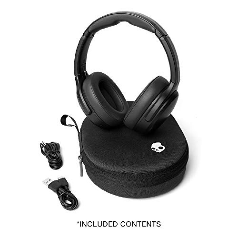 Skullcandy Crusher ANC 오버이어 소음 차단 무선 헤드폰(감각 저음 포함), 24시간 배터리, 마이크, Bluetooth 장치와 작동 - 블랙