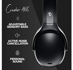 Skullcandy Crusher ANC 오버이어 소음 차단 무선 헤드폰(감각 저음 포함), 24시간 배터리, 마이크, Bluetooth 장치와 작동 - 블랙