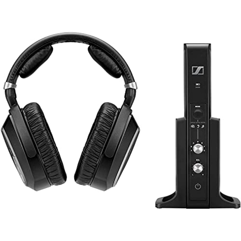 Sennheiser RS ​​195 TV 청취용 RF 무선 헤드폰 시스템(선택 가능한 청력 강화 프리셋 포함), 블랙