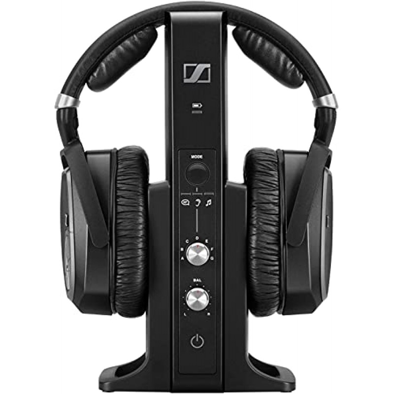 Sennheiser RS ​​195 TV 청취용 RF 무선 헤드폰 시스템(선택 가능한 청력 강화 프리셋 포함), 블랙