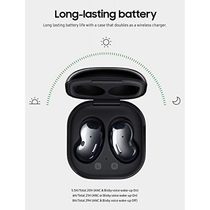 SAMSUNG Galaxy Buds Live 진정한 무선 이어버드 미국 버전 능동형 소음 차단 무선 충전 케이스 포함, 미스틱 블랙