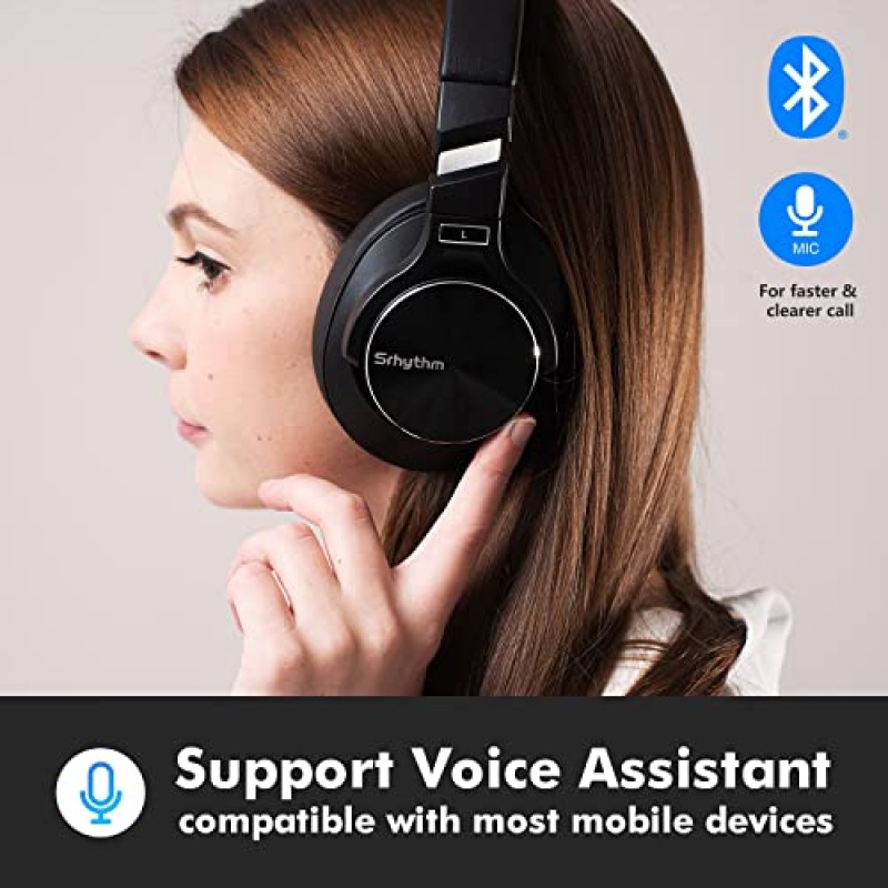 Srhythm NC75 Pro 소음 차단 헤드폰 Bluetooth V5.0 무선 40시간 재생 시간 헤드폰 액세서리 팩이 포함된 헤드셋 번들 NC75/NC15 소음 차단 헤드폰