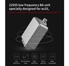 KZ AS10, LINSOUL 5BA HiFi 스테레오 인이어 이어폰 고해상도 이어버드 헤드폰 0.75mm 2핀 케이블, 평형 전기자 드라이버 5개, 소음 차단(마이크 없음, 검정색)