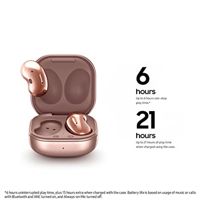 iOS 및 Android용 Samsung Galaxy Buds Live ANC TWS 개방형 무선 Bluetooth 5.0 이어버드, 12mm 드라이버, 국제 모델 - SM-R180(버드 전용, 미스틱 브론즈)