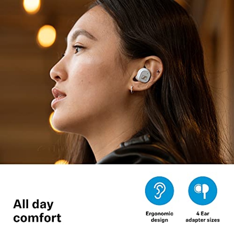 Sennheiser CX Plus True Wireless 이어버드 - 능동형 소음 제거 기능, 맞춤형 터치 컨트롤, IPX4 및 24시간 배터리 수명을 갖춘 음악 및 통화용 Bluetooth 인이어 헤드폰 - 블랙