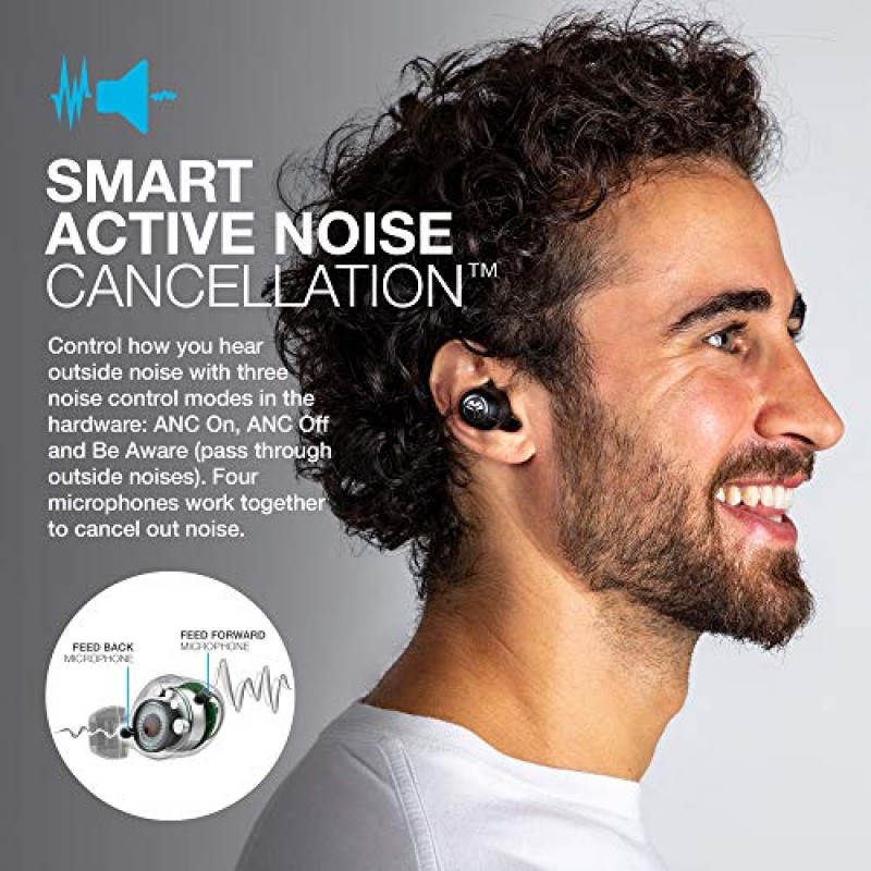 JLab JBuds Air ANC 진정한 무선 Bluetooth 이어버드, 블랙, 능동형 소음 제거, 낮은 대기 시간 영화 모드, 듀얼 연결, IP55 땀 방지, 사용자 정의 3 EQ 사운드 설정