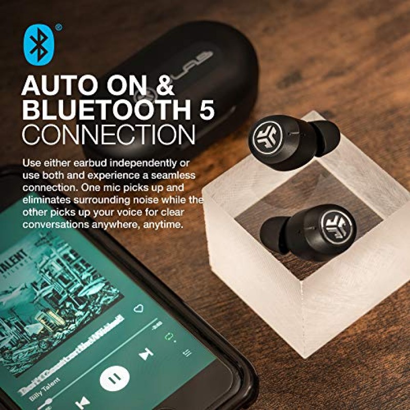 JLab JBuds Air ANC 진정한 무선 Bluetooth 이어버드, 블랙, 능동형 소음 제거, 낮은 대기 시간 영화 모드, 듀얼 연결, IP55 땀 방지, 사용자 정의 3 EQ 사운드 설정