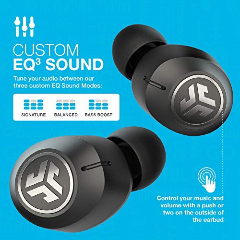 JLab JBuds Air ANC 진정한 무선 Bluetooth 이어버드, 블랙, 능동형 소음 제거, 낮은 대기 시간 영화 모드, 듀얼 연결, IP55 땀 방지, 사용자 정의 3 EQ 사운드 설정