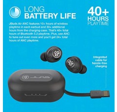 JLab JBuds Air ANC 진정한 무선 Bluetooth 이어버드, 블랙, 능동형 소음 제거, 낮은 대기 시간 영화 모드, 듀얼 연결, IP55 땀 방지, 사용자 정의 3 EQ 사운드 설정