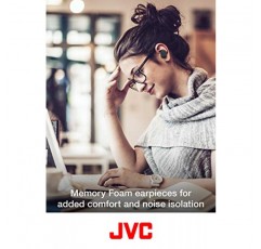 JVC HAA50TB 진정한 무선 이어버드 메모리 폼 이어피스가 포함된 소음 차단 이어버드, 충전 케이스 포함 32시간 배터리 수명, 터치 앤 토크, Bluetooth 5.0, 터치 센서 제어, 방수 IPX4, 블랙