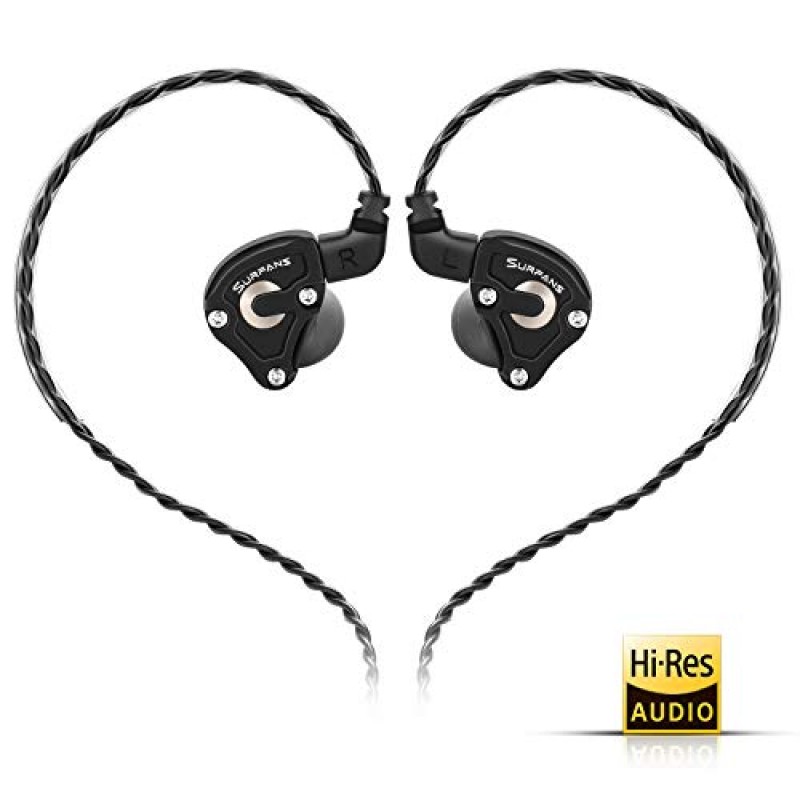 Surfans SE01 IEM 헤드폰, 이어 모니터 이어폰의 고해상도 무손실 하이브리드 드라이버 베이스, 0.78mm 2핀 분리형 케이블이 포함된 소음 차단 유선 이어버드